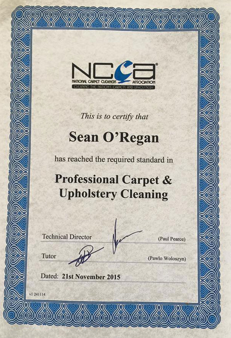 Bedford Cleaning Training and Membership Certificates SOR Clean